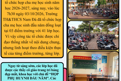 TRƯỜNG TH&THCS NAM ĐÀ TỔ CHỨC THÀNH CÔNG HỌP CHA MẸ HỌC SINH ĐẦU NĂM HỌC 2026 – 2027 TRÊN CẢ 3 ĐIỂM TRƯỜNG
